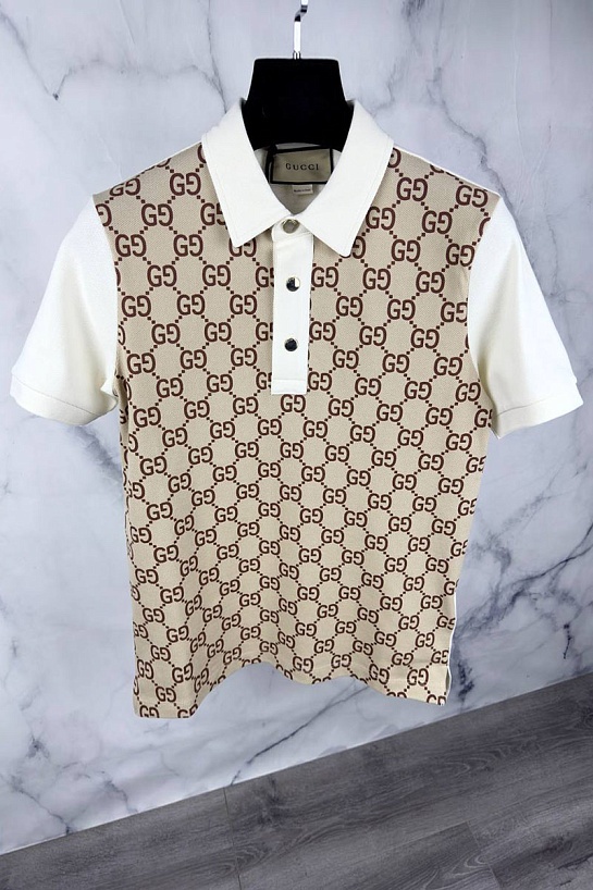 Мужское поло Gucci GG monogram all-over - White / Beige