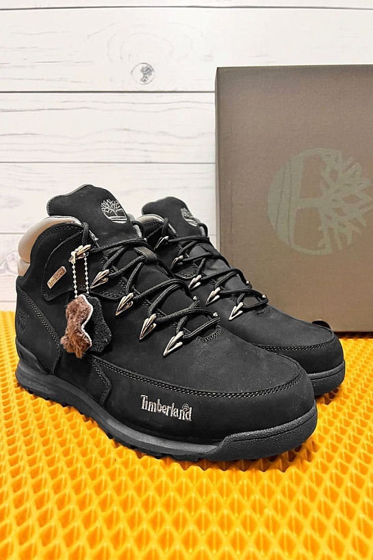 Мужские ботинки с мехом Timberland Euro Rock Hiker - Black / Grey