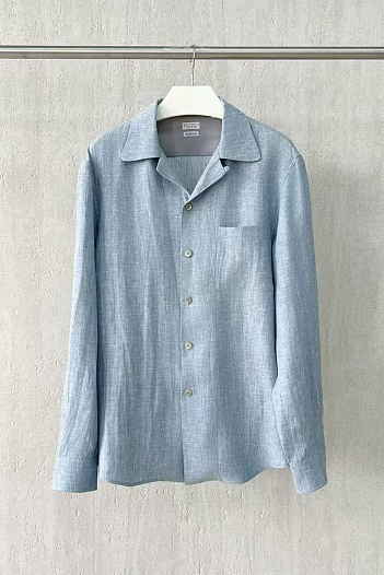 Льняная рубашка Brunello Cucinelli Premium - Blue   