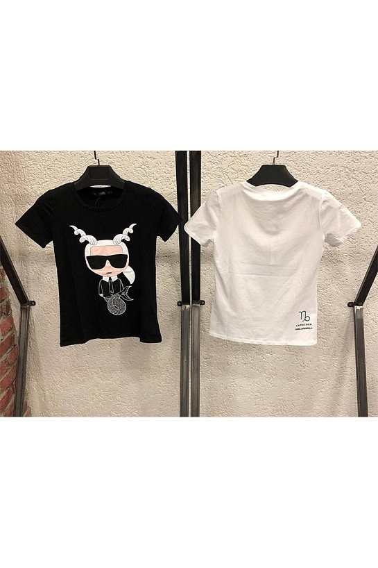 Женская чёрная футболка Karl Lagerfeld "Capricorn"