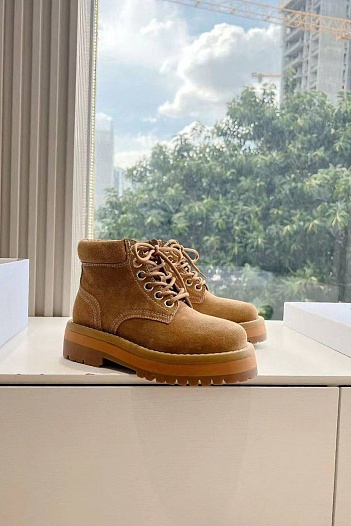 Женские замшевые ботинки Celine Premium - Brown   