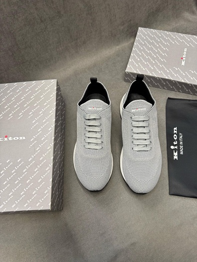 Текстильные кроссовки Kiton patterned-jacquard - Grey   