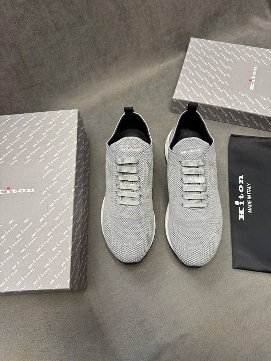 Текстильные кроссовки Kiton patterned-jacquard - Grey