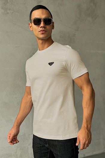 Мужская футболка Prada logo-plaque - Beige   