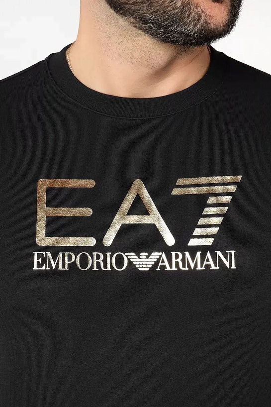 Мужской чёрный свитшот Emporio Armani 7 logo-print