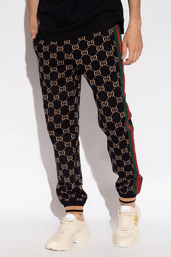 Чёрные спортивные штаны Gucci GG monogram