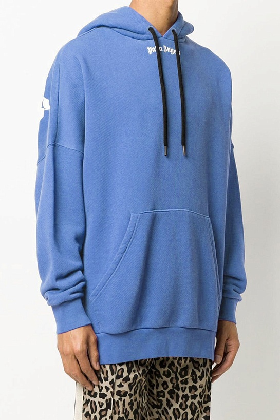 Голубое оверсайз худи Palm Angels Classic logo-print
