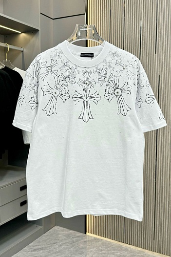 Белая оверсайз футболка Chrome Hearts Premium   