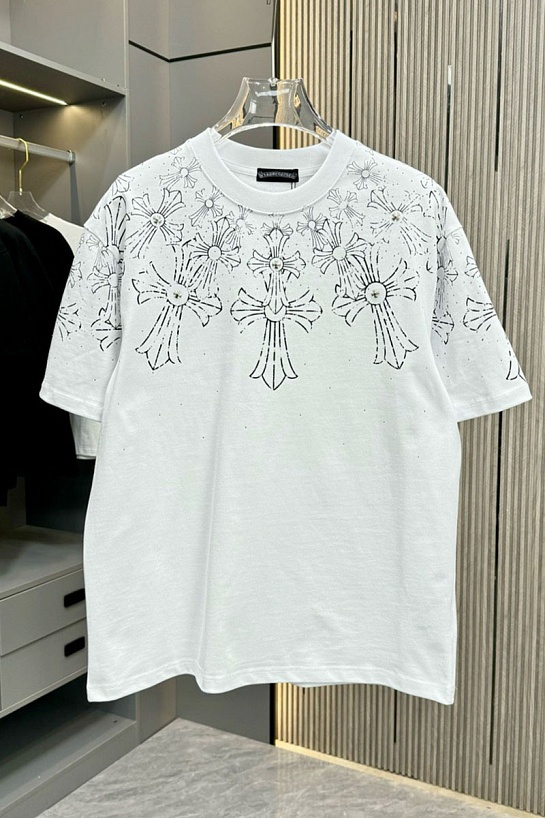 Белая оверсайз футболка Chrome Hearts Premium