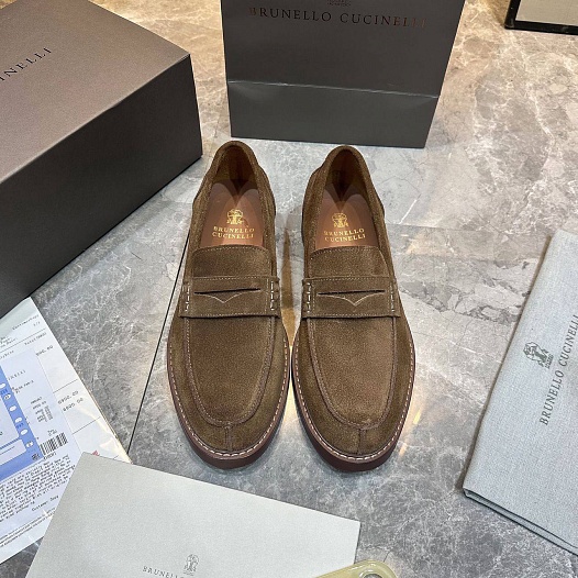 Мужские замшевые лоферы Brunello Cucinelli Premium   