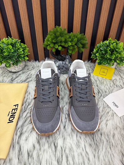 Мужские кроссовки Fendi FF logo - Grey   
