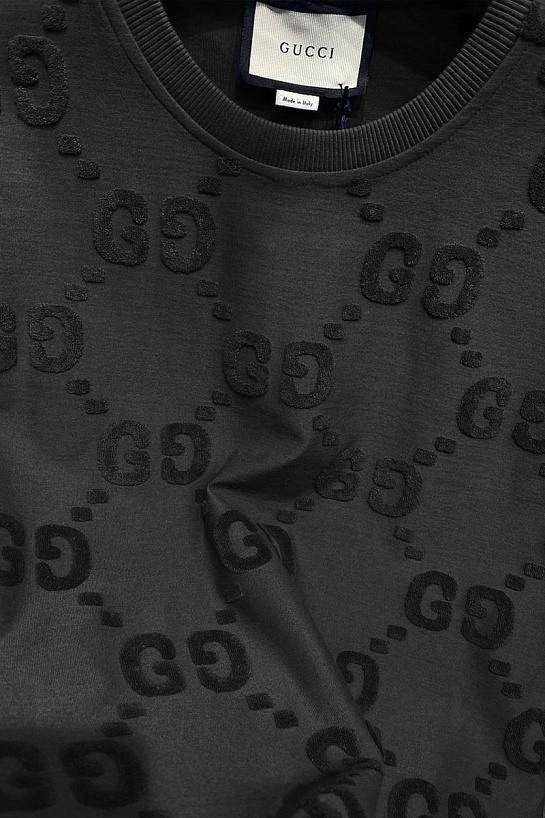 Чёрная оверсайз футболка Gucci GG monogram