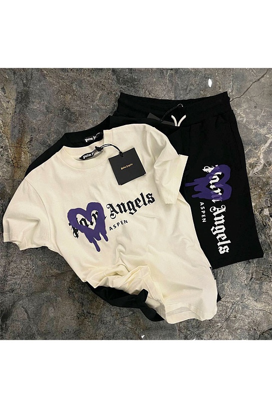 Мужские шорты Palm Angels Heart Sprayed Aspen - Black