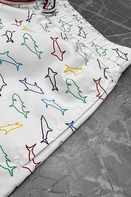 Мужские белые шорты Paul & Shark shark-print