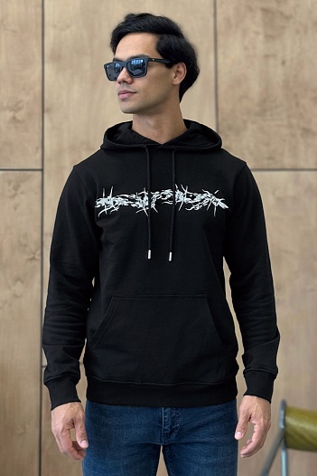 Мужское чёрное худи Givenchy Barbed Wire Flocked   