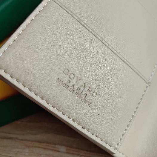 Кожаная обложка на паспорт Goyard - Beige 10х14 см   