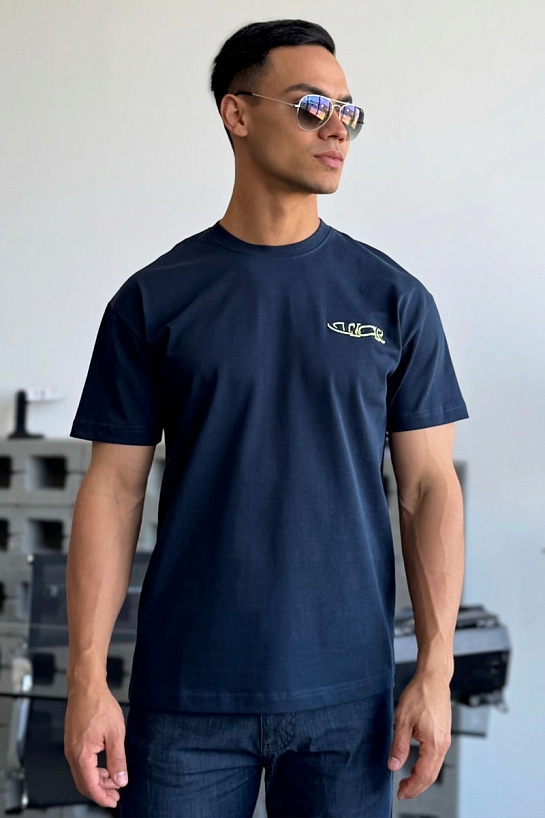 Мужская тёмно-синяя футболка Dior x Lewis Hamilton