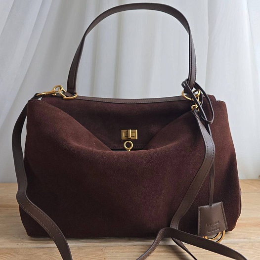 Замшевая сумка Balenciaga Rodeo 28x20 см - Brown   