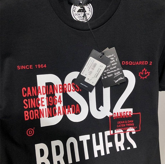 Мужская чёрная футболка Dsquared2 Brothers