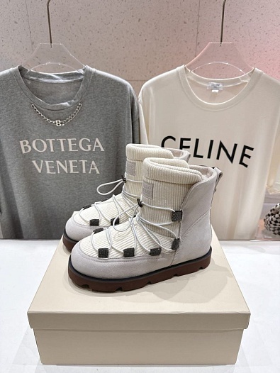 Женские ботинки с мехом Brunello Cucinelli premium - White   