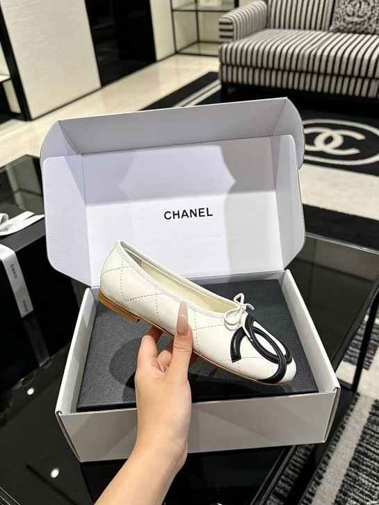 Женские кожаные балетки Chanel Ballerines premium