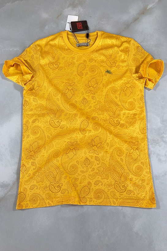 Жёлтая мужская футболка Etro embroidered-logo