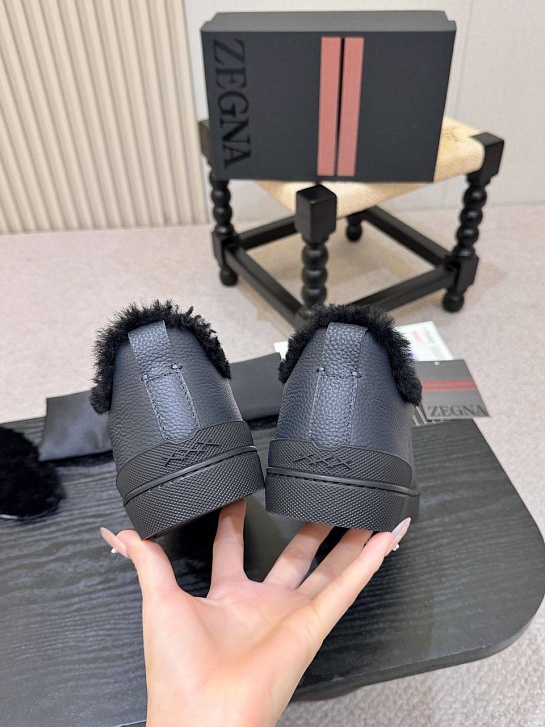 Кроссовки с мехом Ermenegildo Zegna Triple Stitch high-top