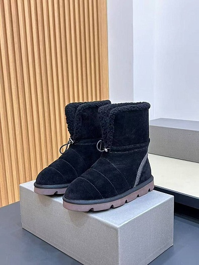 Женские замшевые угги с мехом Brunello Cucinelli Monili Premium   