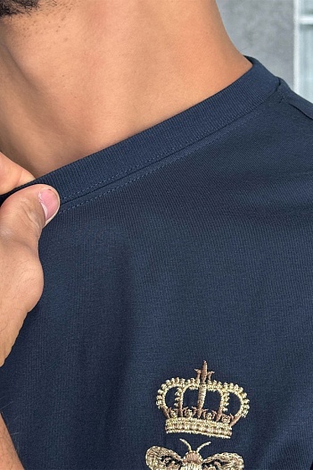 Футболка тёмно-синего цвета Dolce & Gabbana bee and crown   