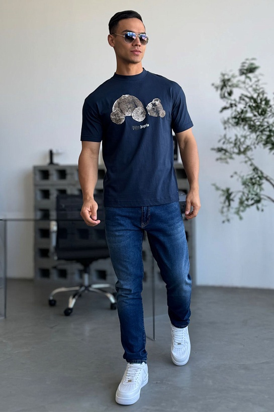 Мужская оверсайз футболка Palm Angels "Teddy Bear" - Navy