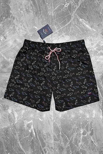 Мужские чёрные шорты Paul & Shark shark-print   