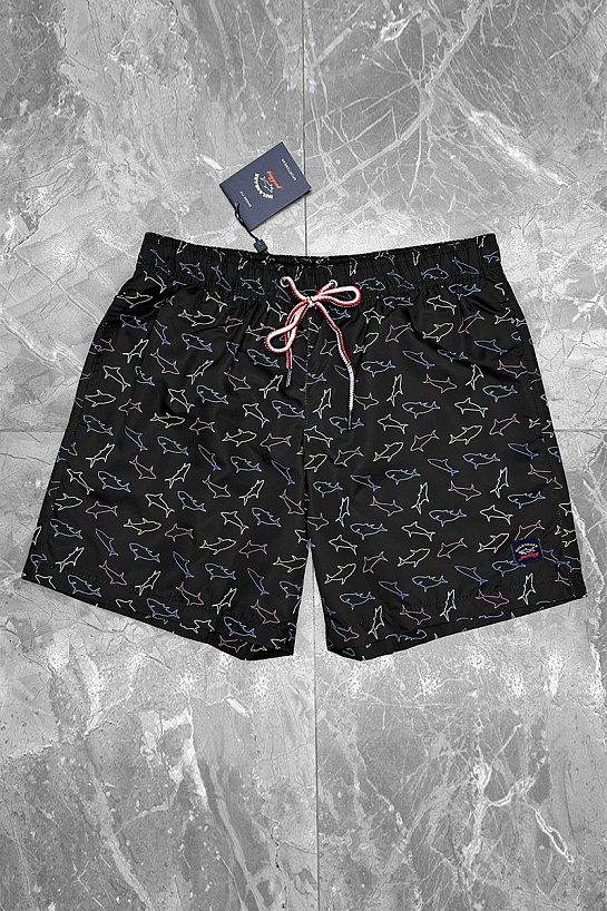 Мужские чёрные шорты Paul & Shark shark-print