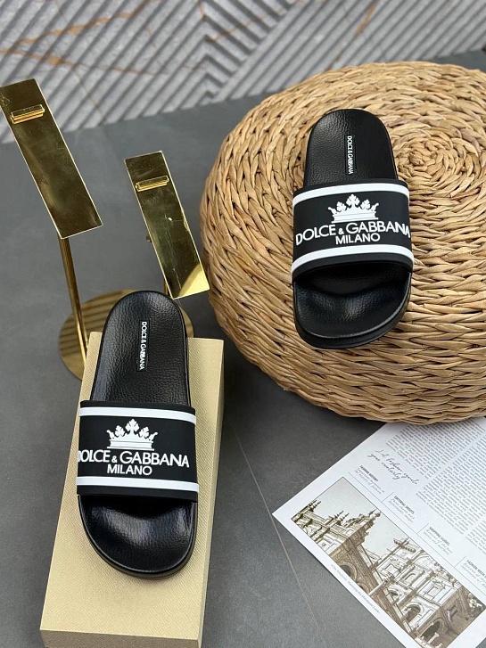 Мужские шлёпанцы Dolce & Gabbana crown logo
