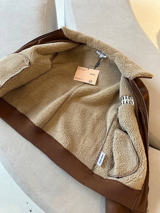 Женская кожаная дубленка MIU MIU