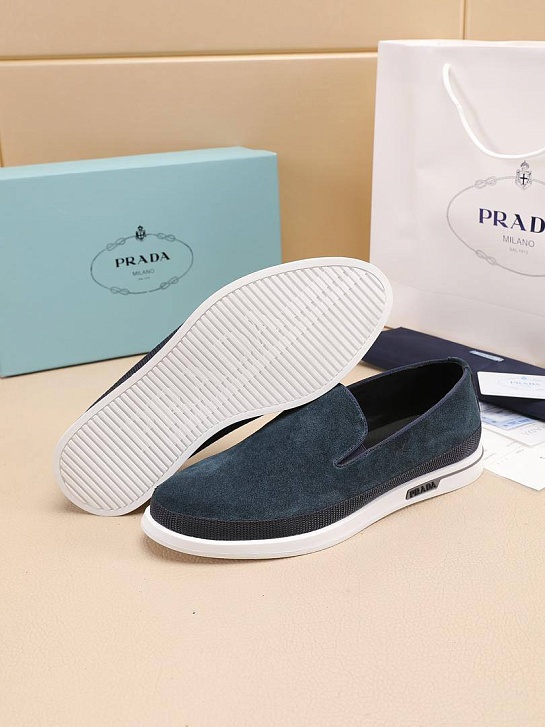 Мужские замшевые слипоны Prada Saint Tropez - Cyan Blue