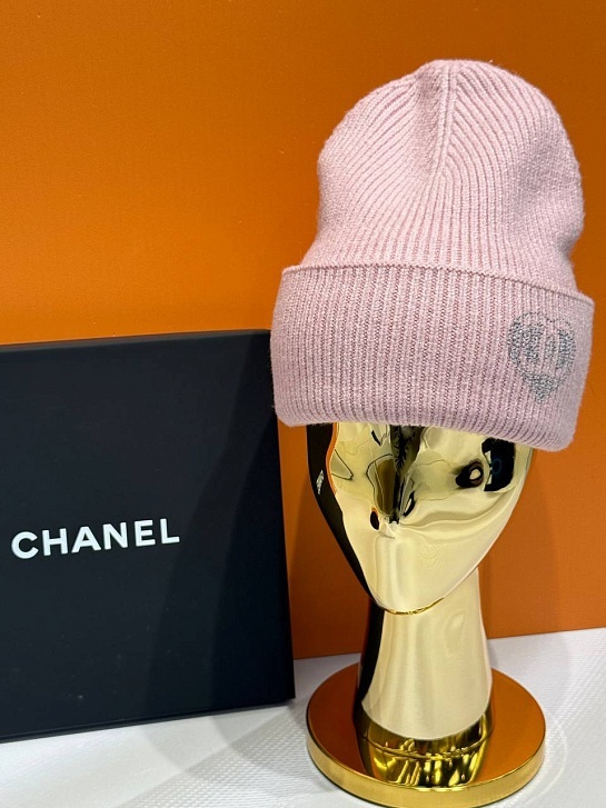 Шапка Chanel logo-rhinestones premium - Pink