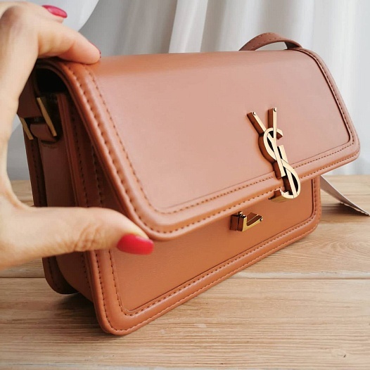 Кожаная сумка Yves Saint Laurent Solferino Lock 23x16 см - Brown   