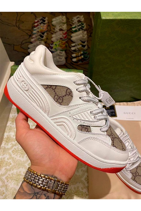 Мужские кожаные кроссовки Gucci