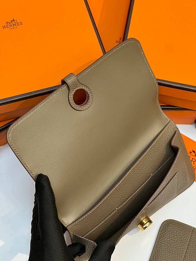 Кожаный кошелёк Hermes Dogon Duo - Grey 19.5x12 см   
