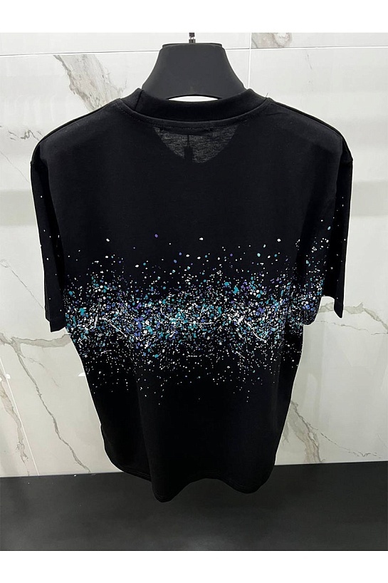 Оверсайз футболка Amiri "Paint Splatter" - Black