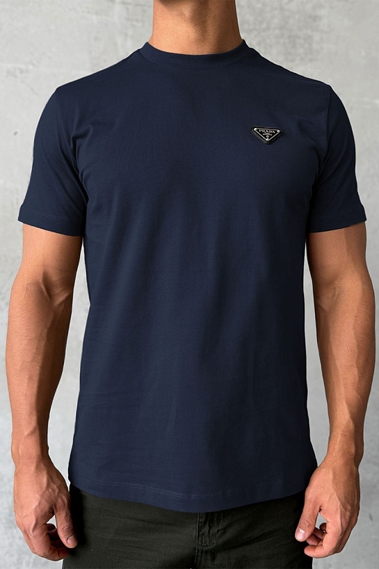 Мужская футболка Prada logo-plaque - Navy