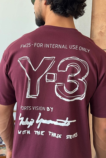 Мужская бордовая футболка Y-3 Yohji Yamamoto   