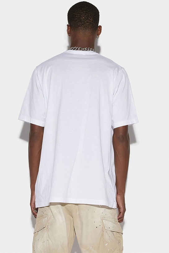 Белая мужская футболка Dsquared2 logo-print