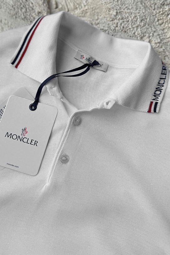 Мужское белое поло Moncler logo-patch