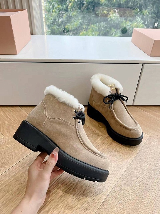 Женские замшевые ботинки с мехом MIU MIU Premium