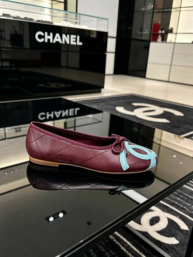 Женские кожаные балетки Chanel Ballerines premium   