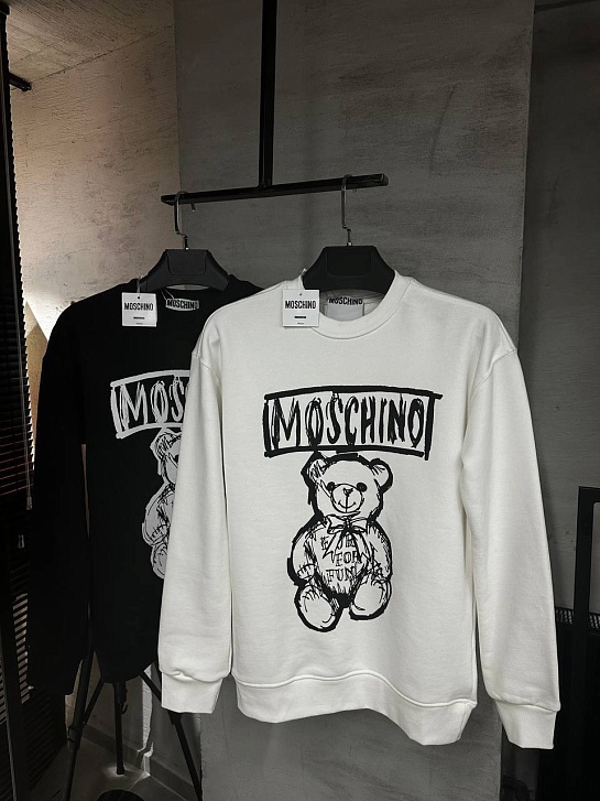 Мужской белый свитшот Moschino Teddy Bear