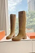 Женские замшевые сапоги Hermes Premium - Brown