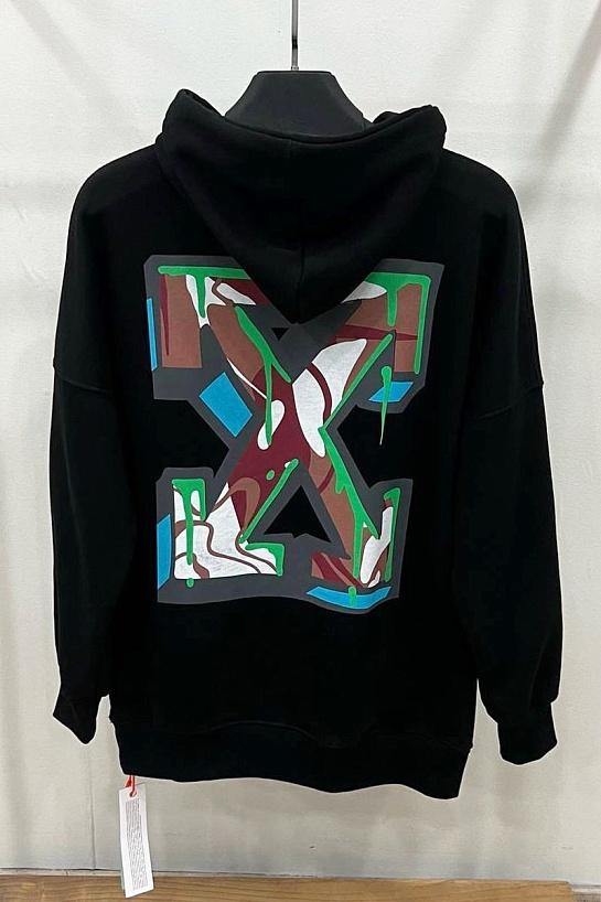 Мужское чёрное худи Off-White Arrows logo-print