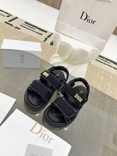 Женские сандалии Dior Dioract чёрного цвета   